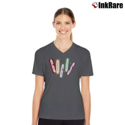 Women’s The Go - go's 1984 Tour Vintage Band V-Neck Tee in charcoal | Chic Neckline, Soft Texture