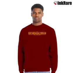 Men’s The Grandadalorian Mandalorian Fathers Day Crewneck Sweatshirt in maroon | Cozy Fabric, Clean Style