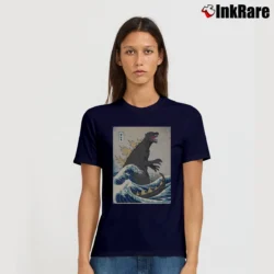 Women’s The Great Godzilla Off Kanagawa Japanese Art Signature T-Shirt in navy | Soft, Flattering Fit