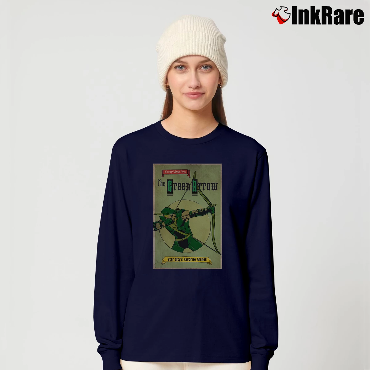 Women’s The Green Arrow Dc Long-Sleeve Top in navy | Sleek, Versatile, All-Season