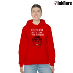 Women’s The Hulk I'd Flex But I Like This Marvel Cozy Hoodie in red | Warm, Structured, Stylish