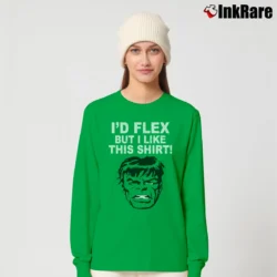Women’s The Hulk I'd Flex But I Like This Marvel Long-Sleeve Top in irish green | Sleek, Versatile, All-Season