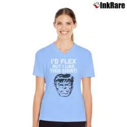 Women’s The Hulk I'd Flex But I Like This Marvel V-Neck Tee in light blue | Chic Neckline, Soft Texture
