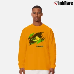 Men’s The Hulk Marvel Movie Promo Long-Sleeve Shirt in orange | Sleek, Lightweight, Year-Round Wear