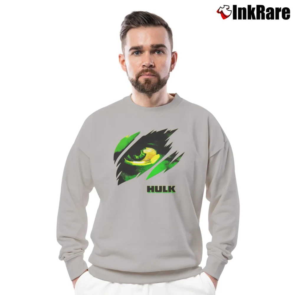 Men’s The Hulk Marvel Movie Promo Crewneck Sweatshirt in sport grey | Cozy Fabric, Clean Style