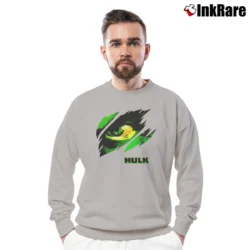 Men’s The Hulk Marvel Movie Promo Crewneck Sweatshirt in sport grey | Cozy Fabric, Clean Style