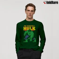 Men’s The Incredible Hulk Distressed Portrait Marvel Long-Sleeve Shirt in forest green | Sleek, Lightweight, Year-Round Wear