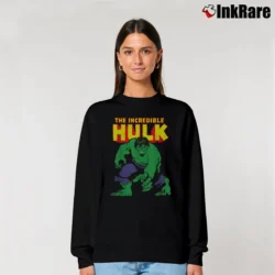 Women’s The Incredible Hulk Distressed Portrait Marvel Relaxed Sweatshirt in black | Soft, Laid-Back Vibe