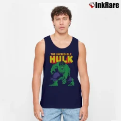 Men’s The Incredible Hulk Distressed Portrait Marvel Tank Top in navy | Breathable, Active-Friendly Design