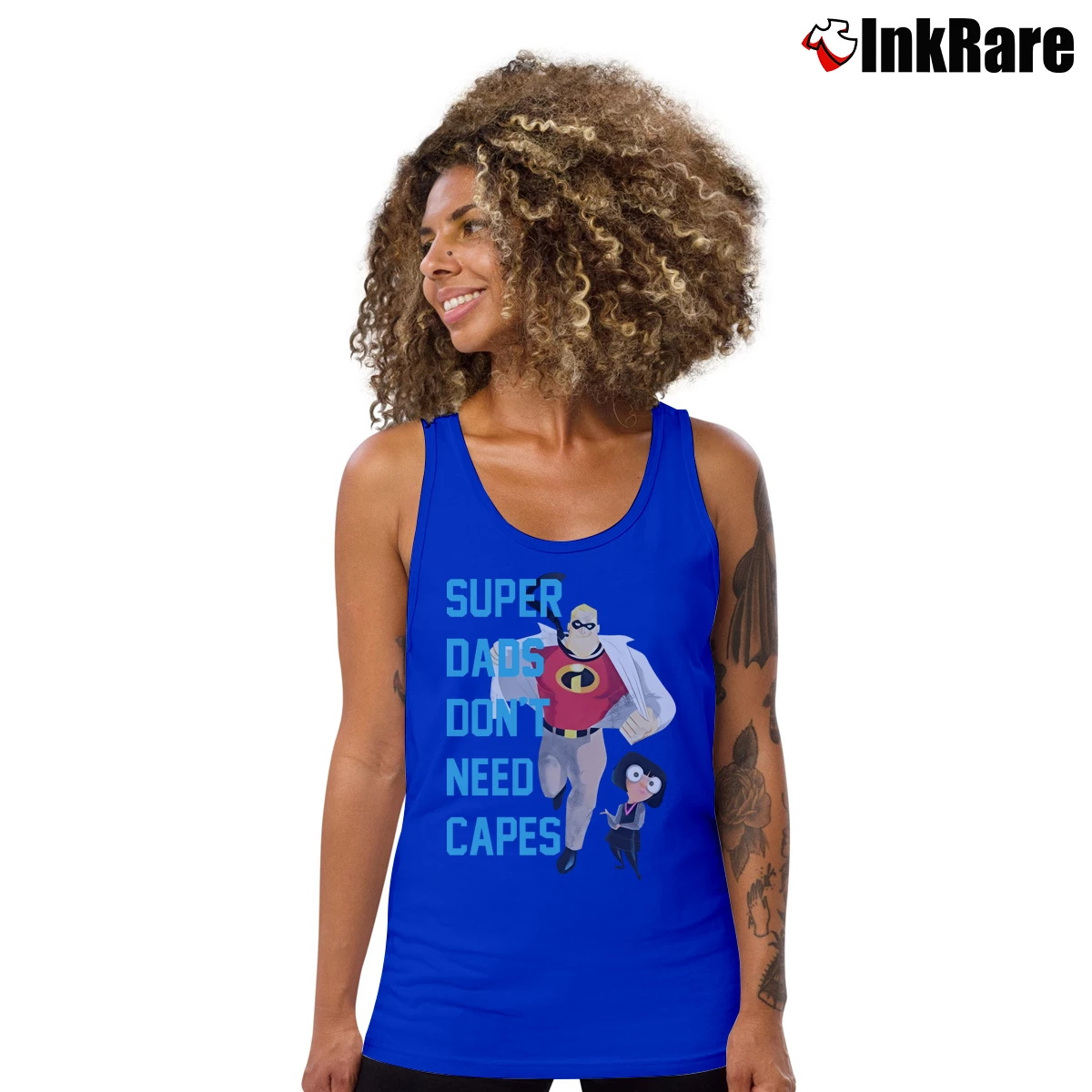 Women’s The Incredibles Super Dads Don't Need Capes Tank Top in royal blue | Lightweight, Movement-Friendly