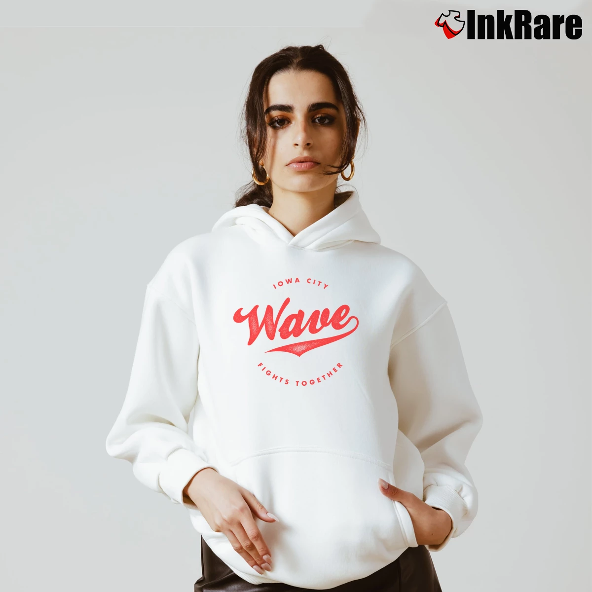 Women’s The Iowa Wave Cancer Awareness Cozy Hoodie in white | Warm, Structured, Stylish