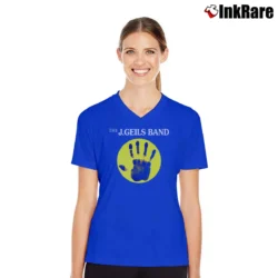 Women’s The J. Geils Band Sanctuary Graphic V-Neck Tee in royal blue | Chic Neckline, Soft Texture