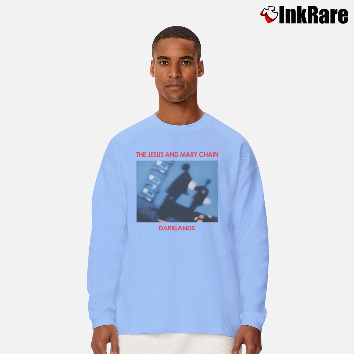 Men’s The Jesus And Mary Chain Darklands Band Long-Sleeve Shirt in light blue | Sleek, Lightweight, Year-Round Wear