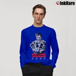 Men’s The Joker Deadman's Hand Dc Comics Long-Sleeve Shirt in royal blue | Sleek, Lightweight, Year-Round Wear