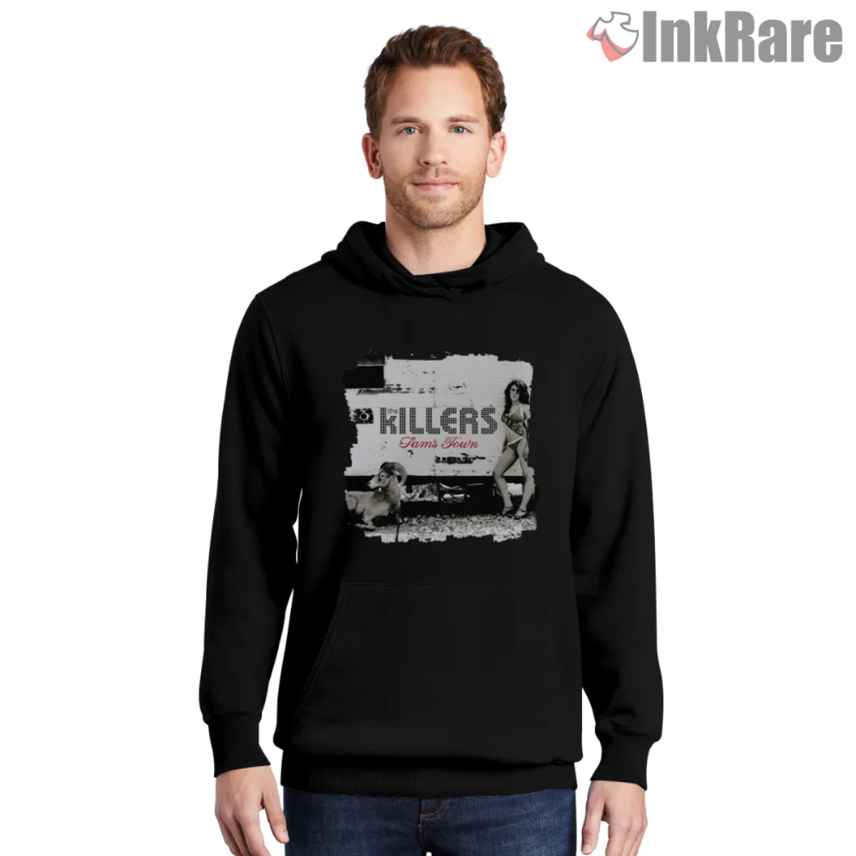 Black hoodie featuring Sam's Town era artwork