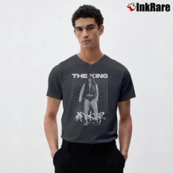 Men’s The King Minoru Suzuki Kaze Ni Nare for NJPW Fans V-Neck Tee in charcoal | Sharp, Breathable, Everyday Staple