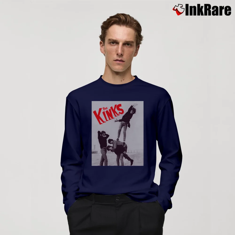 Men’s the kinks retro poster vintage music Long-Sleeve Shirt in navy | Sleek, Lightweight, Year-Round Wear