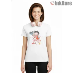 The Lady Is In Town Watercolor Betty Boop Shirt on white short sleeve shirt for women graphic tee