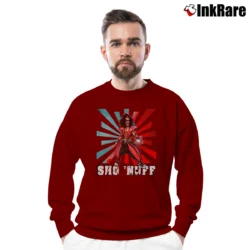 Men’s The Last Dragon Sho'nuff Classic Movie Crewneck Sweatshirt in maroon | Cozy Fabric, Clean Style