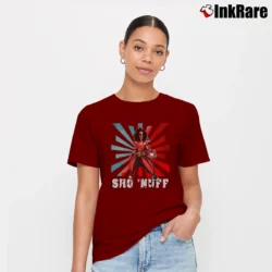 Women’s The Last Dragon Sho'nuff Classic Movie Signature T-Shirt in maroon | Soft, Flattering Fit