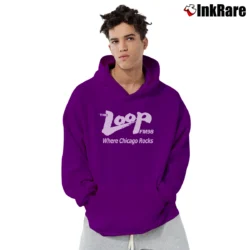 Men’s The Loop FM98 Where Chicago Rocks Chicago Rocks Pullover Hoodie in purple | Cozy, Durable, Modern Fit