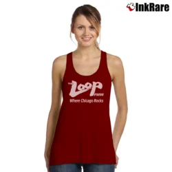 Women’s The Loop FM98 Where Chicago Rocks Chicago Rocks Tank Top in maroon | Lightweight, Movement-Friendly