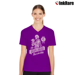 Women’s The Mandalorian And Grogu Dadalorian Fathers Day V-Neck Tee in purple | Chic Neckline, Soft Texture