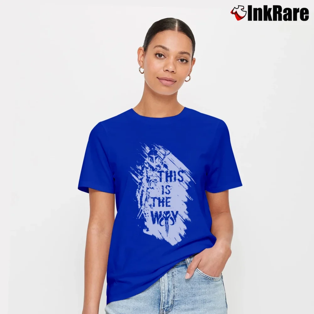 Women’s The Mandalorian This Is The Way Star Wars Quote Signature T-Shirt in royal blue | Soft, Flattering Fit