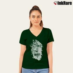 Women’s The Mandalorian This Is The Way Star Wars Quote V-Neck Tee in forest green | Chic Neckline, Soft Texture