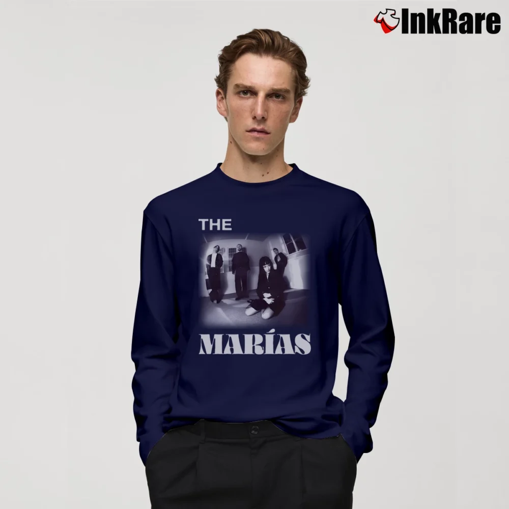 Men’s the marias all member indie pop band Long-Sleeve Shirt in navy | Sleek, Lightweight, Year-Round Wear