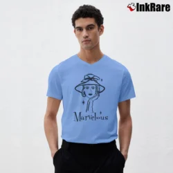 Men’s The Marvelous Mrs Maisel Comedy V-Neck Tee in light blue | Sharp, Breathable, Everyday Staple