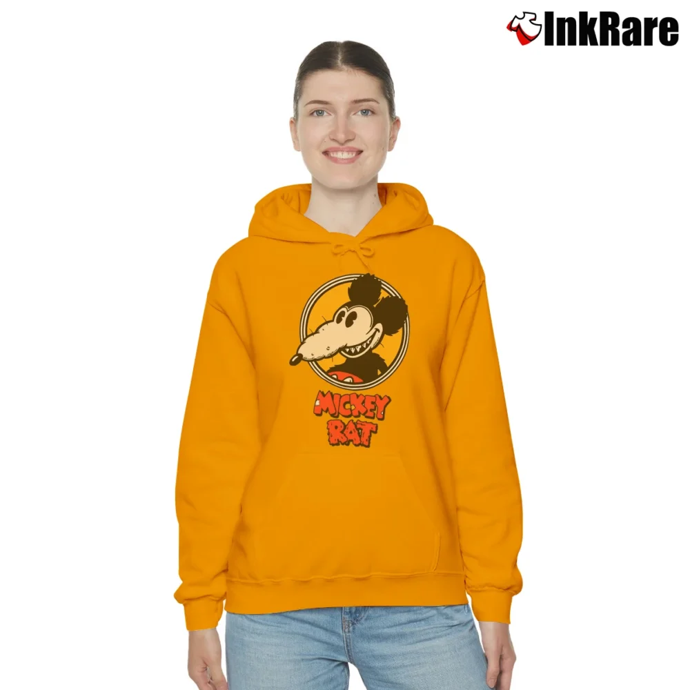 Women’s The Mickey Rat Parody Graphic Cozy Hoodie in orange | Warm, Structured, Stylish