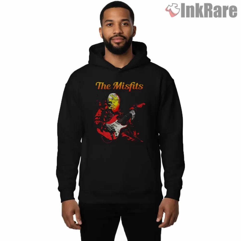The Misfits Guitar Player Spotlight Shirt on black hoodie for men graphic tee