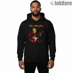 The Misfits Guitar Player Spotlight Shirt on black hoodie for men graphic tee