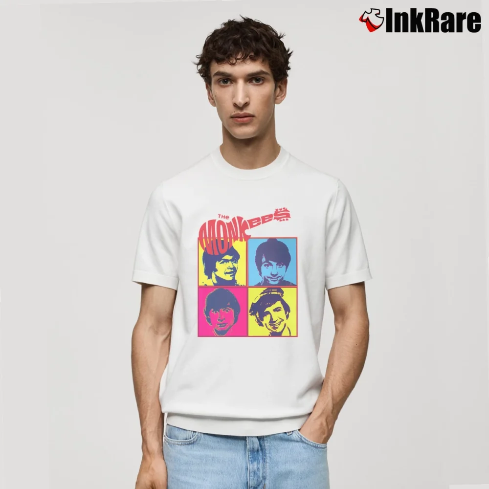 Men’s The Monkees Guitar Band Printed Classic T-Shirt in white | Soft, Breathable Everyday Wear