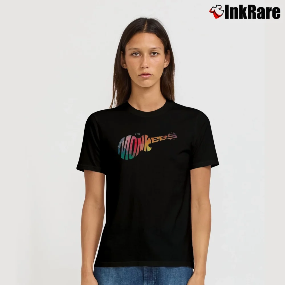 Women’s The Monkees Guitar Rock Band Signature T-Shirt in black | Soft, Flattering Fit