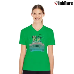 Women’s The Most Magical Mickey And Minnie Couple V-Neck Tee in irish green | Chic Neckline, Soft Texture