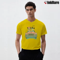 Men’s The Most Magical Mickey And Minnie Couple V-Neck Tee in yellow | Sharp, Breathable, Everyday Staple