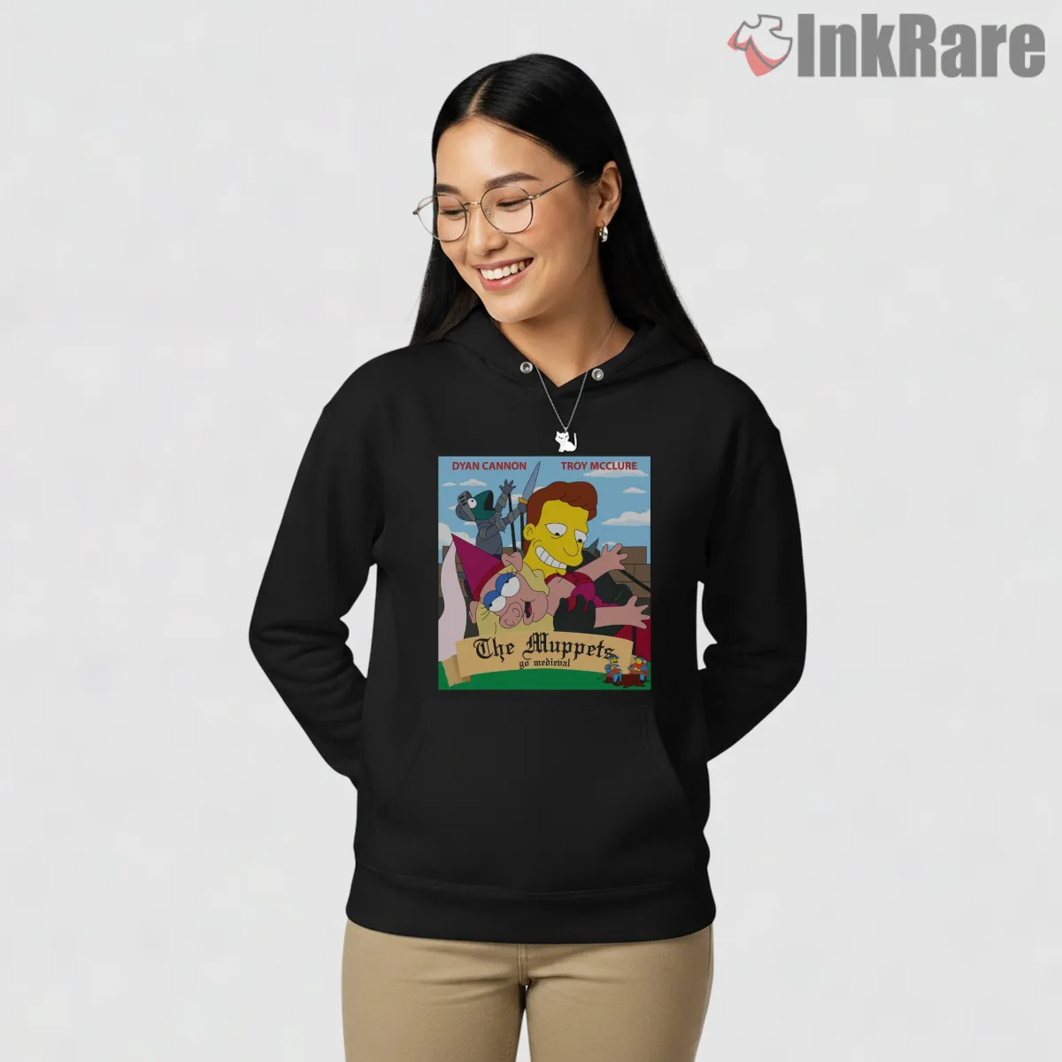 The Muppets Medieval Simpsons Troy Mcclure Mashup Hoodie Black The Muppets Medieval Simpsons Troy Mcclure Mashup Shirt on black hoodie for women graphic tee