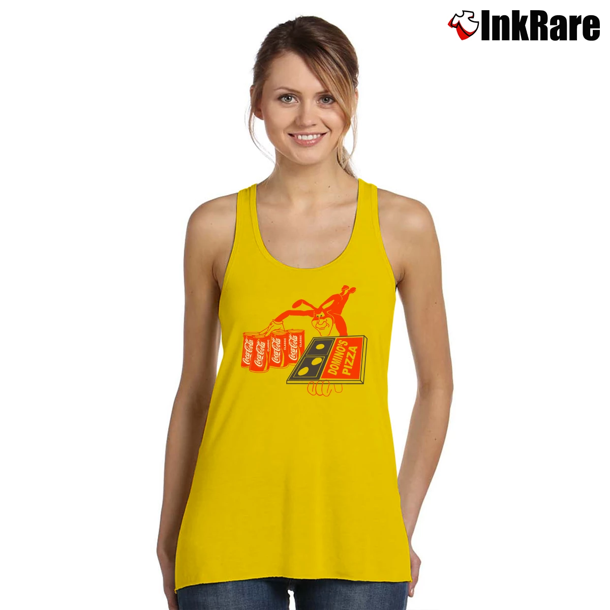 Women’s The Noid Dominos Pizza 90s Tank Top in yellow | Lightweight, Movement-Friendly