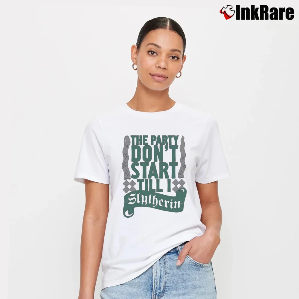 Women’s The Party Don't Start Till I Slytherin Signature T-Shirt in white | Soft, Flattering Fit