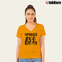 Women’s The Police Band Uk Sting Music V-Neck Tee in orange | Chic Neckline, Soft Texture