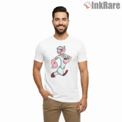 The Popeye Strut Vintage Sailor Walk Shirt on white short sleeve shirt for men graphic tee