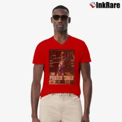 Men’s The Poster Child Anthony Edwards Dunk V-Neck Tee in red | Sharp, Breathable, Everyday Staple
