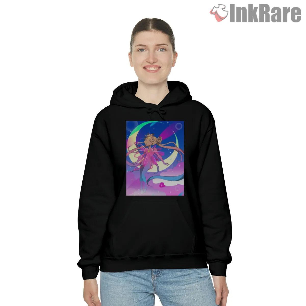 The Power Of The Moon Magical Transformation Shirt on black hoodie for women graphic tee