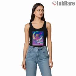 The Power Of The Moon Magical Transformation Shirt on black tank top for women graphic tee