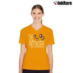 Women’s The Pretenders 1984 USA Tour V-Neck Tee in orange | Chic Neckline, Soft Texture