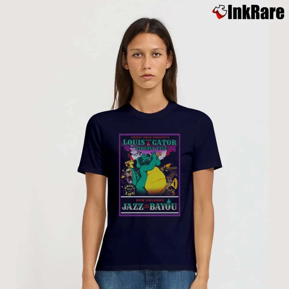 Women’s The Princess And The Frog Louis Poster Signature T-Shirt in navy | Soft, Flattering Fit