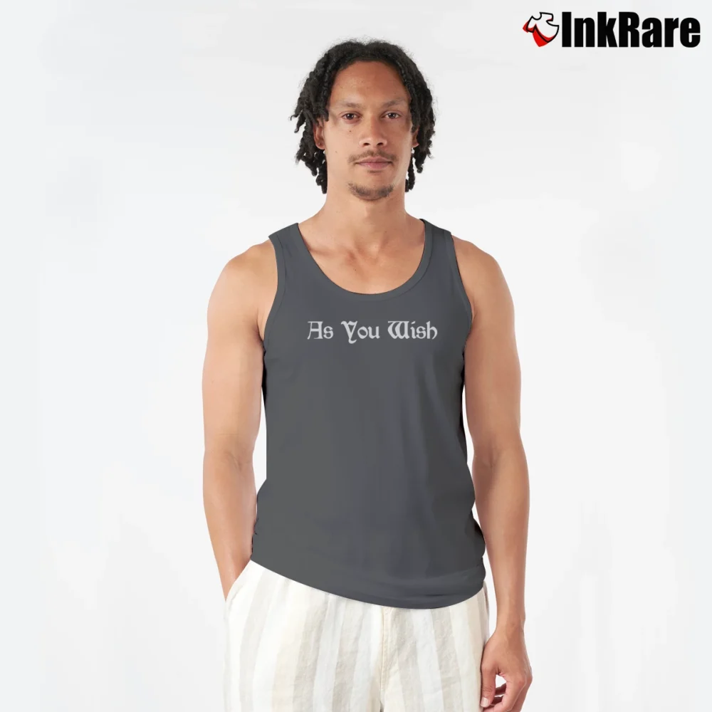 Men’s The Princess Bride As You Wish Dread Pirate Roberts Tank Top in charcoal | Breathable, Active-Friendly Design