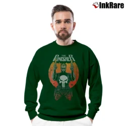 Men’s The Punisher Frank Castle Marvel Comics Crewneck Sweatshirt in forest green | Cozy Fabric, Clean Style